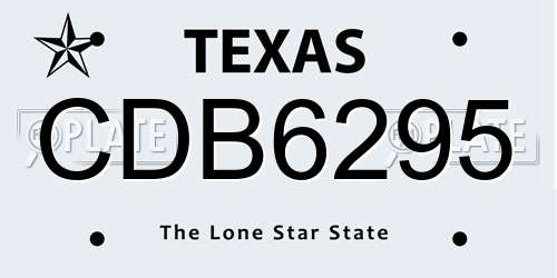 CDB6295 Texas License Plate