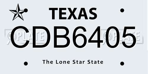 CDB6405 Texas License Plate