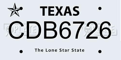CDB6726 Texas License Plate