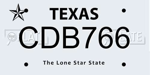 CDB766 Texas License Plate