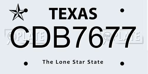 CDB7677 Texas License Plate