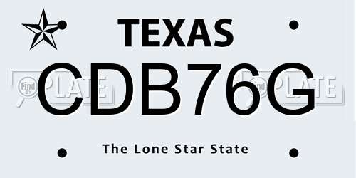 CDB76G Texas License Plate