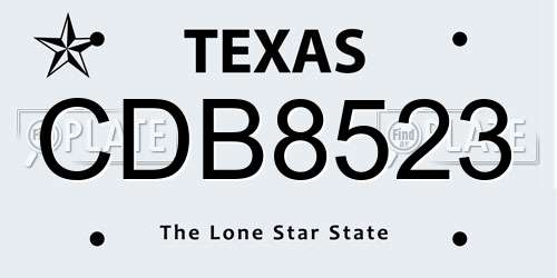 CDB8523 Texas License Plate