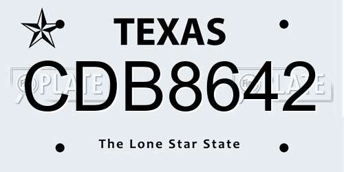 CDB8642 Texas License Plate