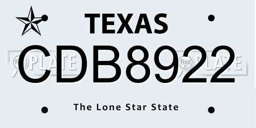 CDB8922 Texas License Plate