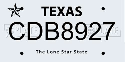 CDB8927 Texas License Plate