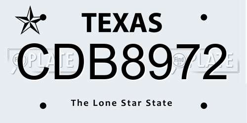 CDB8972 Texas License Plate