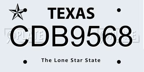 CDB9568 Texas License Plate