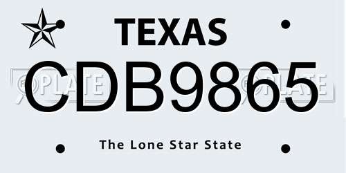 CDB9865 Texas License Plate