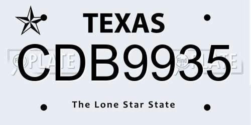 CDB9935 Texas License Plate