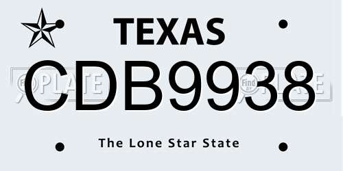 CDB9938 Texas License Plate
