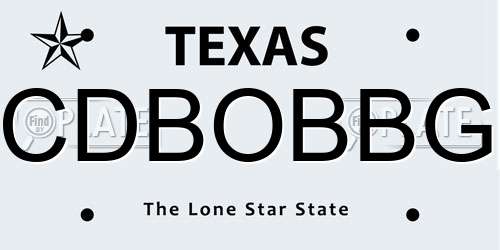 CDBOBBG Texas License Plate