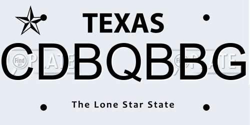 CDBQBBG Texas License Plate