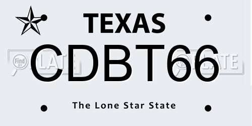 CDBT66 Texas License Plate