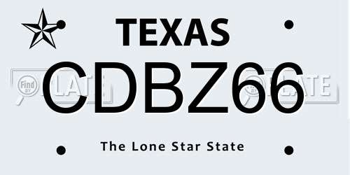 CDBZ66 Texas License Plate