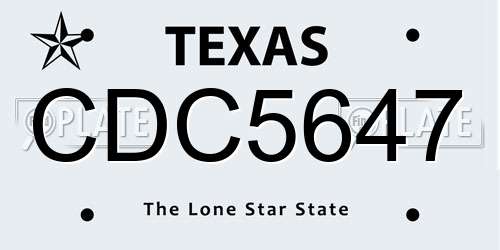 CDC5647 Texas License Plate