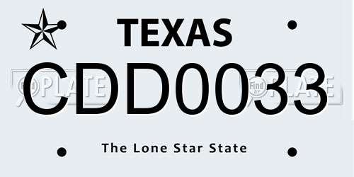 CDD0033 Texas License Plate