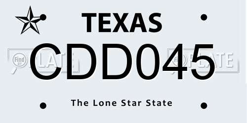 CDD045 Texas License Plate