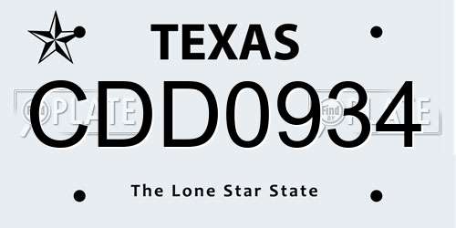 CDD0934 Texas License Plate