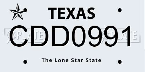 CDD0991 Texas License Plate