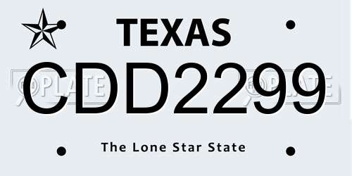CDD2299 Texas License Plate
