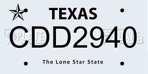 CDD2940 Texas License Plate