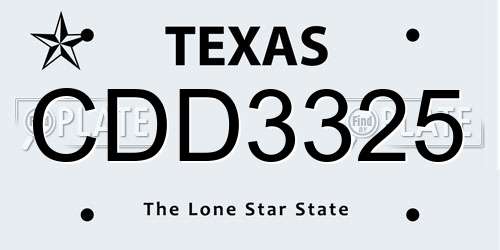 CDD3325 Texas License Plate