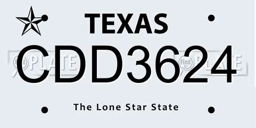 CDD3624 Texas License Plate