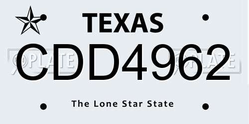 CDD4962 Texas License Plate