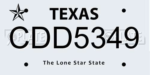 CDD5349 Texas License Plate