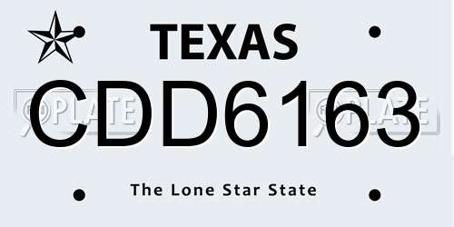 CDD6163 Texas License Plate