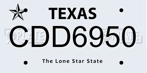 CDD6950 Texas License Plate