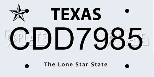 CDD7985 Texas License Plate