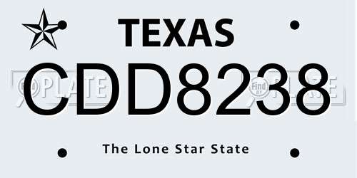 CDD8238 Texas License Plate