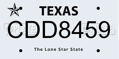 CDD8459 Texas License Plate