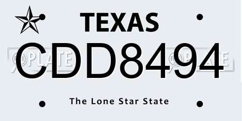 CDD8494 Texas License Plate