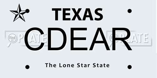 CDEAR Texas License Plate