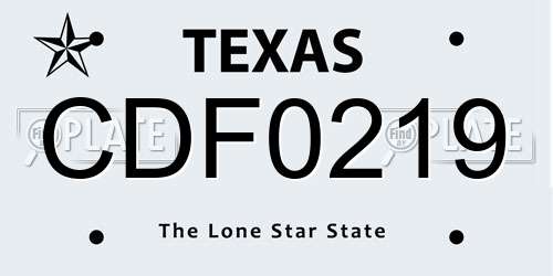 CDF0219 Texas License Plate