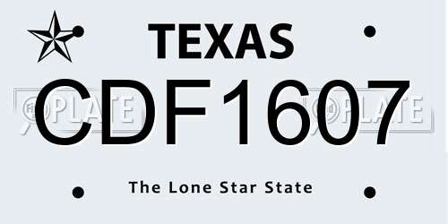 CDF1607 Texas License Plate
