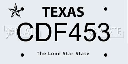 CDF453 Texas License Plate