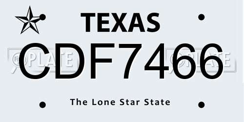 CDF7466 Texas License Plate