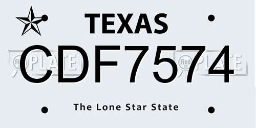 CDF7574 Texas License Plate