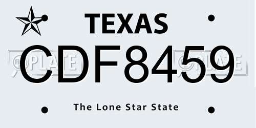 CDF8459 Texas License Plate