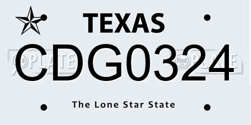 CDG0324 Texas License Plate