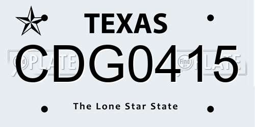 CDG0415 Texas License Plate