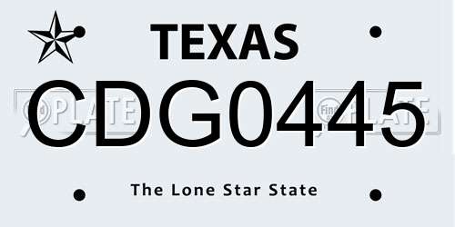 CDG0445 Texas License Plate