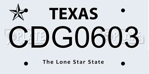 CDG0603 Texas License Plate