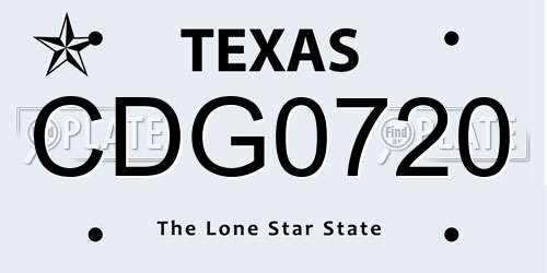 CDG0720 Texas License Plate