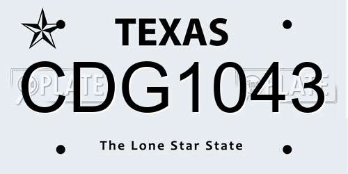 CDG1043 Texas License Plate