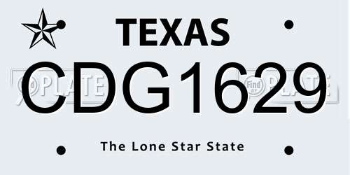 CDG1629 Texas License Plate